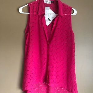 Pink diamond cut out sleeveless blouse